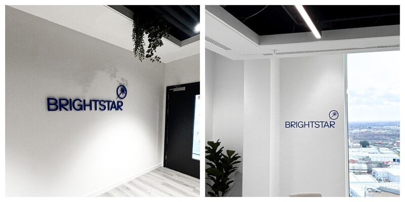 A collage of the interior Brighstar interior signage.